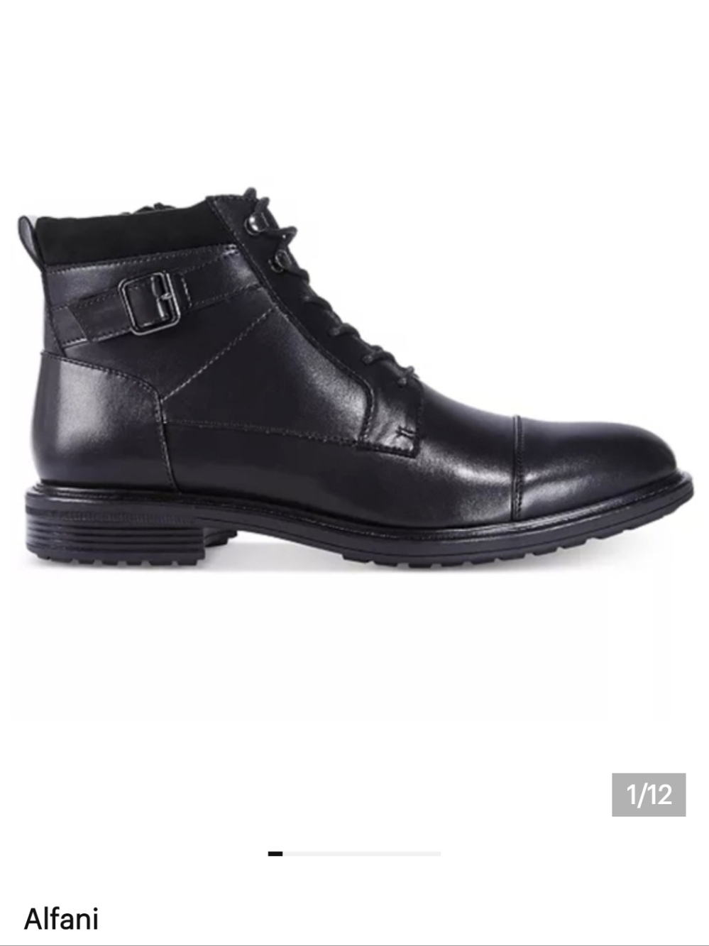 Alfani Boots Men's Utility Boot black vegan leather & Side Zipper size 11M  New